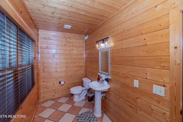 1032 Black Bear Cub Way, Sevierville, TN 37862 - half bath with wood walls, toilet, wooden ceiling, and tile patterned flooring