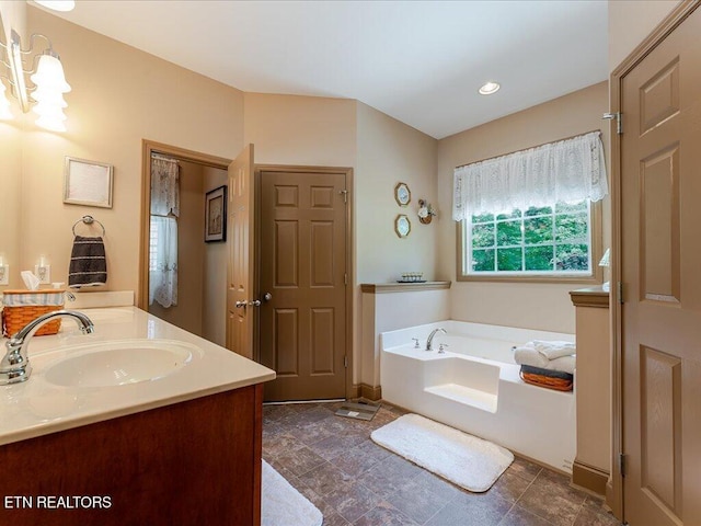 3428 Connie Ln, White Pine, TN 37890 - full bath featuring a bath, a chandelier, double vanity, and recessed lighting