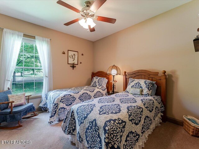 3428 Connie Ln, White Pine, TN 37890 - carpeted bedroom featuring a ceiling fan and baseboards
