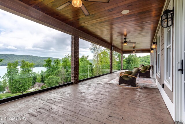 1510 Hickory Pointe Ln, Maynardville, TN 37807 - wooden terrace with ceiling fan