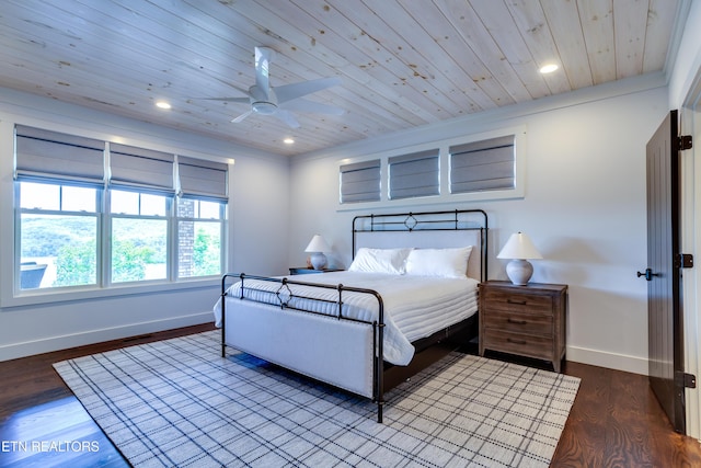 1510 Hickory Pointe Ln, Maynardville, TN 37807 - bedroom featuring wood ceiling, wood finished floors, recessed lighting, and ceiling fan