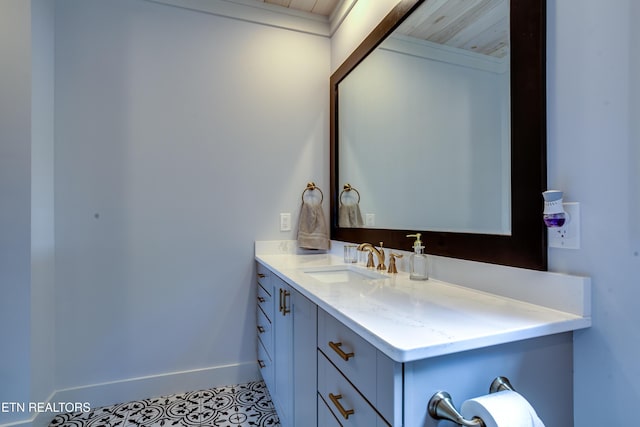 1510 Hickory Pointe Ln, Maynardville, TN 37807 - bathroom with vanity, tile patterned flooring, and wooden ceiling