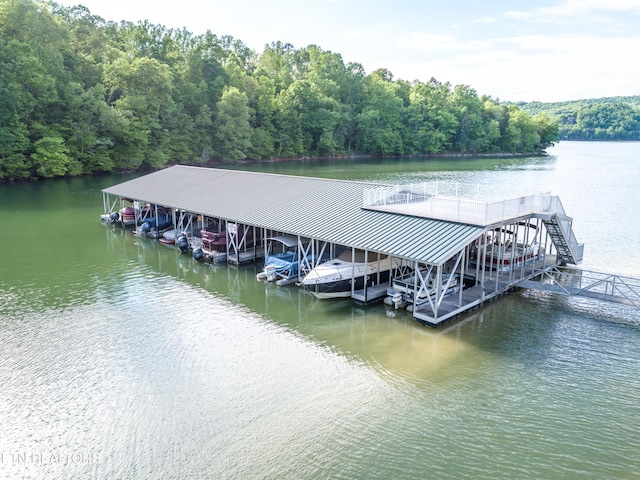 1510 Hickory Pointe Ln, Maynardville, TN 37807 - dock area with a water view, a wooded view, and boat lift
