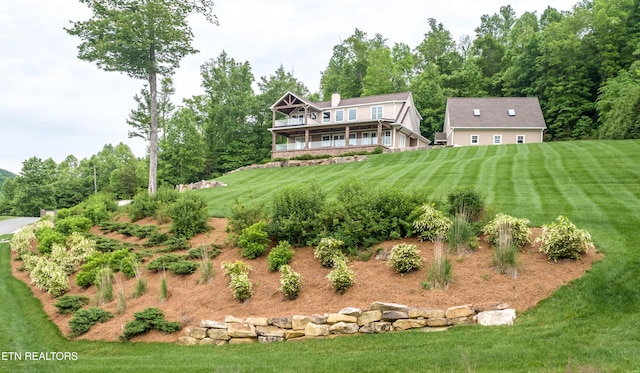 1510 Hickory Pointe Ln, Maynardville, TN 37807 - rear view of house featuring a lawn and a chimney