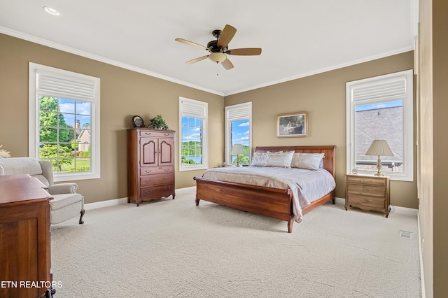 170 Blue Jay Ave, Vonore, TN 37885 - carpeted bedroom with ornamental molding, a ceiling fan, and recessed lighting