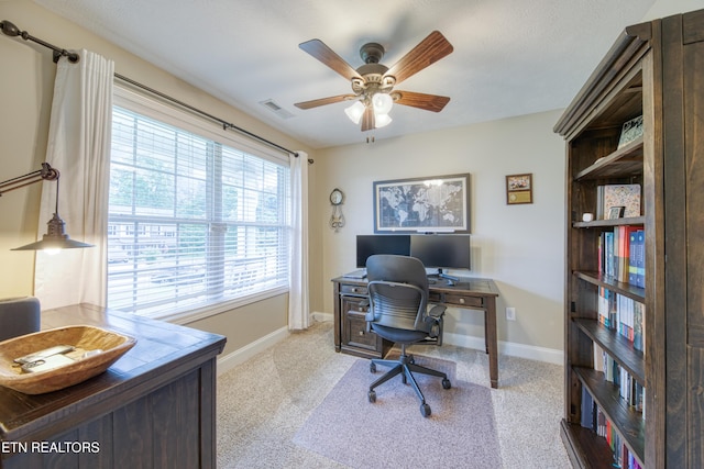 4432 Old Colony Ln, Morristown, TN 37814 - office space featuring a ceiling fan, baseboards, and light colored carpet
