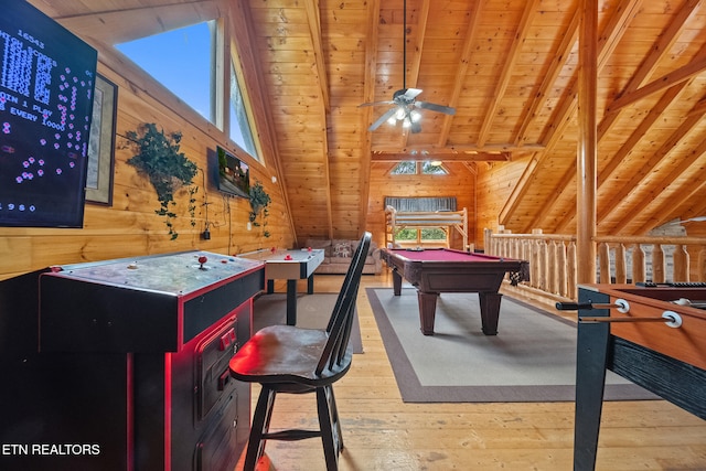 2006 Cougar Crossing Way, Sevierville, TN 37862 - recreation room with wood-type flooring, plenty of natural light, wood walls, ceiling fan, and pool table