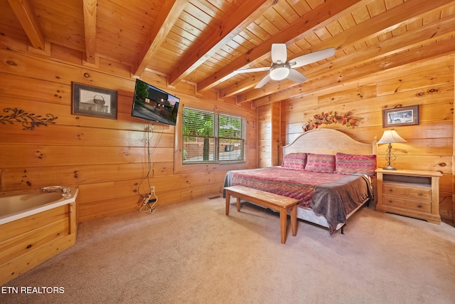 2006 Cougar Crossing Way, Sevierville, TN 37862 - carpeted bedroom with wooden walls, wooden ceiling, and beamed ceiling