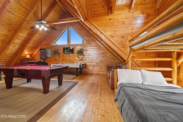 2006 Cougar Crossing Way, Sevierville, TN 37862 - bedroom featuring light wood-type flooring, billiards, wooden ceiling, and wooden walls