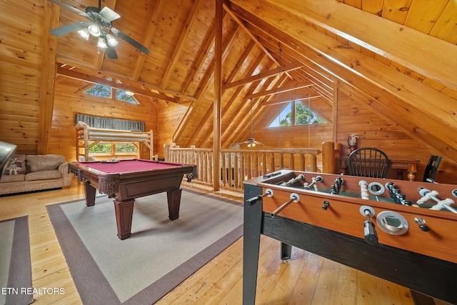2006 Cougar Crossing Way, Sevierville, TN 37862 - game room with a ceiling fan, wood walls, wood-type flooring, billiards, and wood ceiling