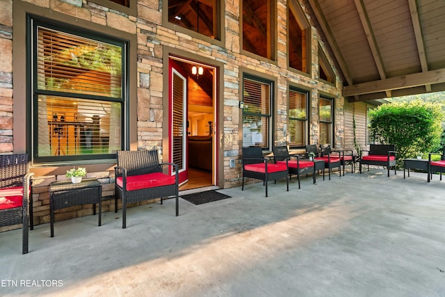 view of patio with covered porch and an outdoor hangout area