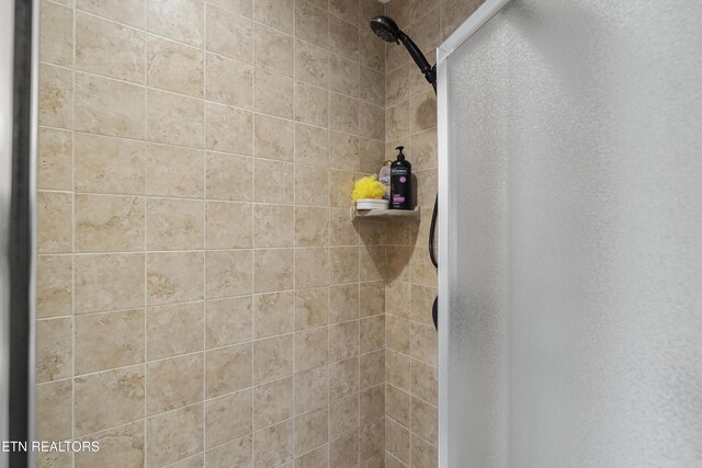 bathroom with a stall shower