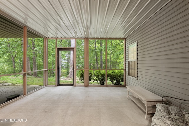 view of unfurnished sunroom