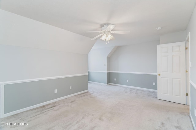 4419 Alder Tree Ln, Knoxville, TN 37938 - additional living space featuring ceiling fan, carpet, vaulted ceiling, and baseboards