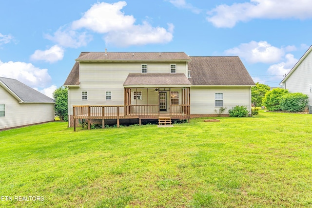 4419 Alder Tree Ln, Knoxville, TN 37938 - back of property featuring a deck, a yard, and a shingled roof