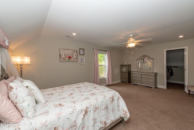 3132 Bakertown Station Way, Knoxville, TN 37931 - bedroom with carpet floors, a ceiling fan, lofted ceiling, a walk in closet, and recessed lighting
