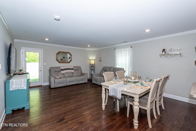 3132 Bakertown Station Way, Knoxville, TN 37931 - dining space with plenty of natural light, dark wood-style floors, recessed lighting, and crown molding