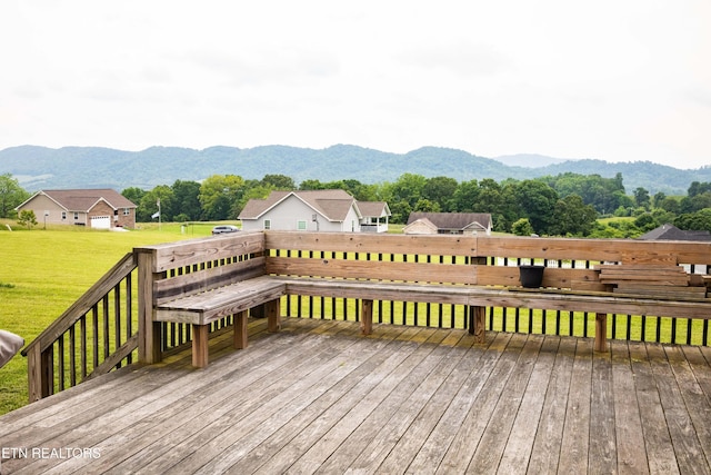 158 Dudley Cir, Tazewell, TN 37879 - wooden deck with a mountain view and a lawn
