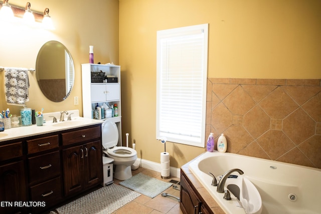 158 Dudley Cir, Tazewell, TN 37879 - bathroom with a whirlpool tub, toilet, tile patterned flooring, and double vanity