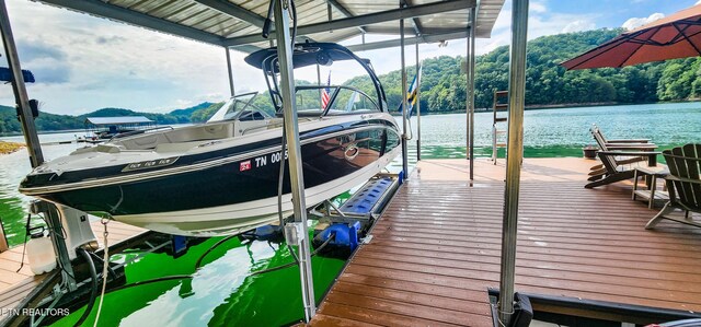 635 Norris Shores Dr, Sharps Chapel, TN 37866 - dock area with boat lift and a water view