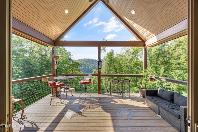 635 Norris Shores Dr, Sharps Chapel, TN 37866 - wooden terrace featuring an outdoor hangout area and a mountain view