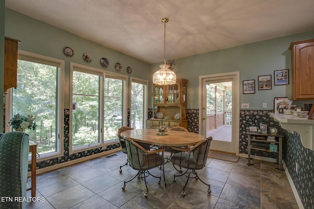 307 Okmulgee Cir, Loudon, TN 37774 - dining area with baseboards, healthy amount of natural light, a chandelier, and a textured ceiling