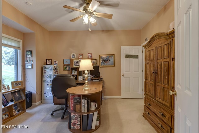 307 Okmulgee Cir, Loudon, TN 37774 - office area with ceiling fan, light colored carpet, and baseboards
