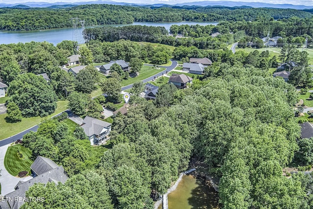 307 Okmulgee Cir, Loudon, TN 37774 - bird's eye view of a water and mountain view and a heavily wooded area