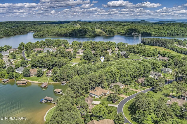 307 Okmulgee Cir, Loudon, TN 37774 - aerial perspective of suburban area with a large body of water and a heavily wooded area