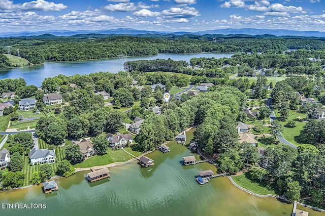 307 Okmulgee Cir, Loudon, TN 37774 - drone / aerial view of a water and mountain view and a heavily wooded area