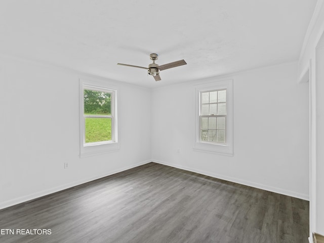 1245 Virginia Ave, Knoxville, TN 37921 - spare room with dark wood-style floors, ceiling fan, and baseboards