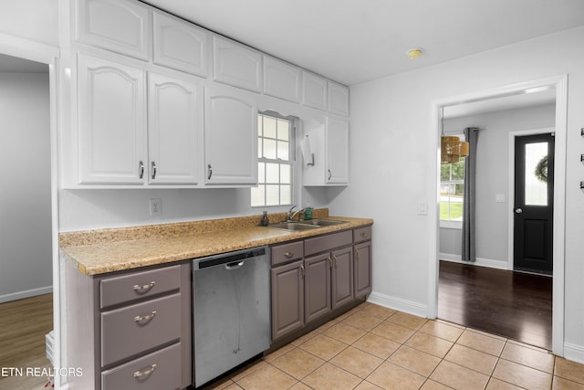 409 Melrose St, Maryville, TN 37803 - kitchen featuring stainless steel dishwasher, gray cabinetry, and white cabinets