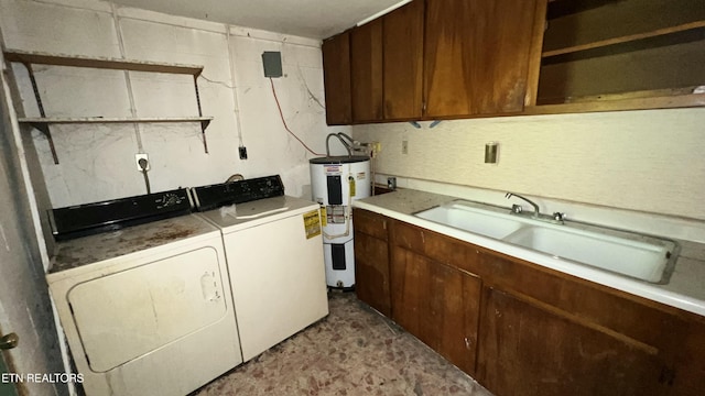 647 S Sudenny Ln, Lafollette, TN 37766 - laundry room with water heater, separate washer and dryer, and cabinet space