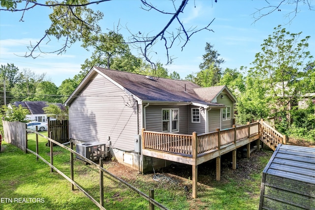 722 Southern Pkwy, Athens, TN 37303 - back of house featuring central AC, a deck, and a shingled roof