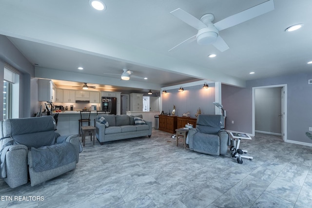 409 Turner Rd, Crossville, TN 38555 - living area featuring a ceiling fan, recessed lighting, and baseboards