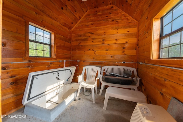 409 Turner Rd, Crossville, TN 38555 - interior space featuring wooden ceiling, vaulted ceiling, and wood walls