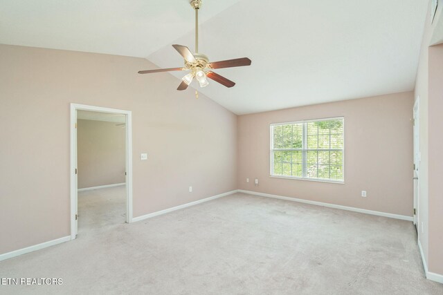 3241 Mountain Spring Way, Knoxville, TN 37917 - carpeted empty room with ceiling fan, lofted ceiling, and baseboards