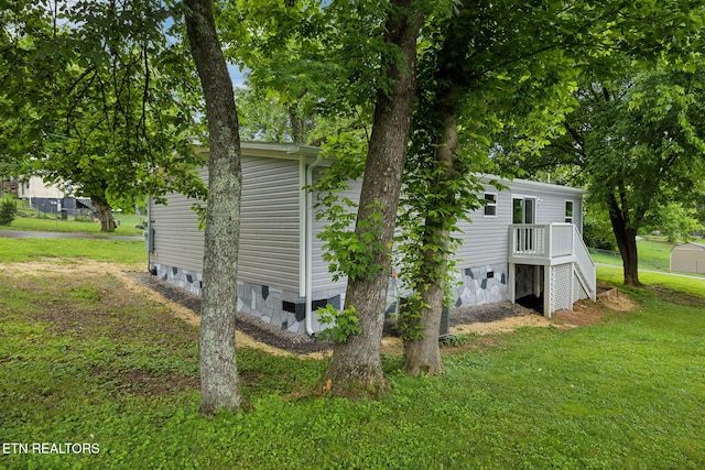 4001 Lilac Ave, Knoxville, TN 37914 - view of side of property with crawl space, a yard, a deck, and stairway