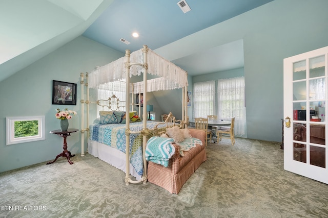 157 Wildcat Hollow Rd, New Tazewell, TN 37825 - carpeted bedroom featuring vaulted ceiling