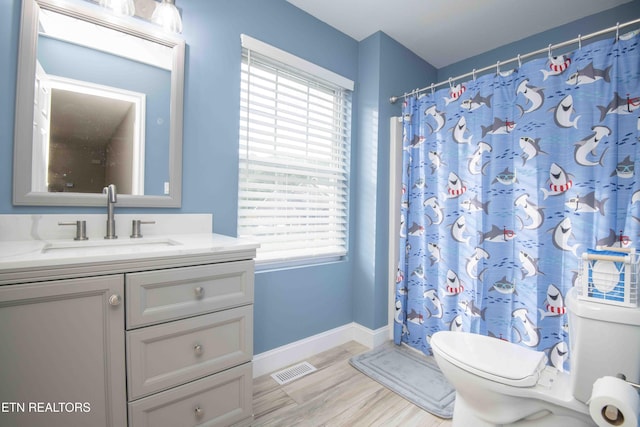 160 Brentwood Pl, Lenoir City, TN 37772 - bathroom featuring toilet, vanity, plenty of natural light, and wood finished floors