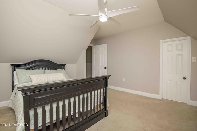 160 Brentwood Pl, Lenoir City, TN 37772 - bedroom featuring vaulted ceiling, carpet flooring, baseboards, and a ceiling fan