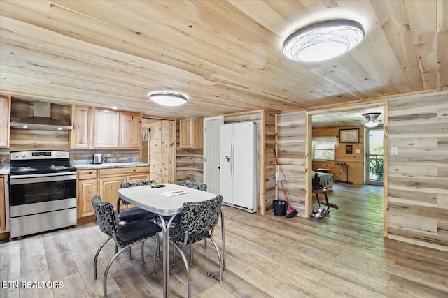 180 Stevenson Branch Rd, Middlesboro, KY 40965 - dining room featuring wood ceiling and light wood-style flooring