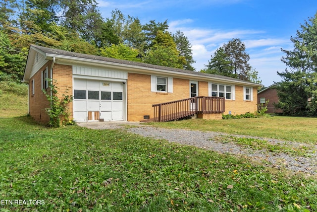 3694 Hickory Valley Rd, Maynardville, TN 37807 - single story home featuring brick siding, driveway, a front yard, and a garage