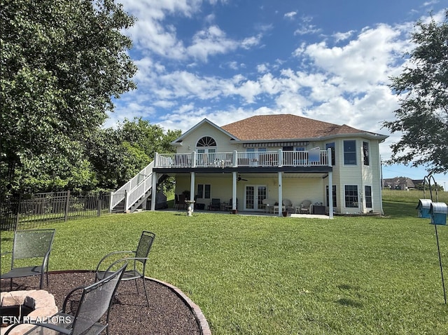 407 Kahite Trl, Vonore, TN 37885 - rear view of property with ceiling fan, a patio area, stairway, and a wooden deck