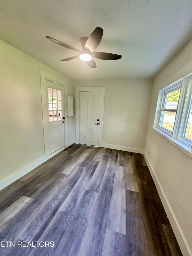 3824 Catalpa Ave, Knoxville, TN 37914 - entryway featuring plenty of natural light, dark wood-style flooring, ceiling fan, and baseboards