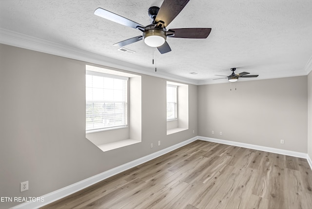117 Mayview Dr, Powell, TN 37849 - unfurnished room featuring ornamental molding, a textured ceiling, wood finished floors, baseboards, and a ceiling fan