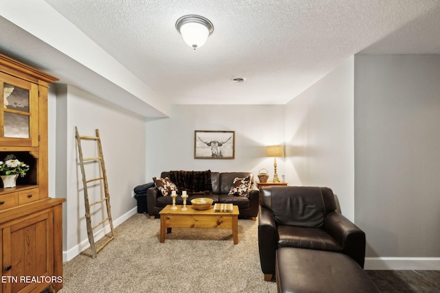 221 Stony Rock Ln, Jacksboro, TN 37757 - living area with carpet floors, baseboards, and a textured ceiling