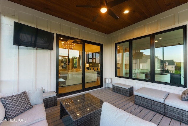 8539 N Ruggles Ferry Pike, Strawberry Plains, TN 37871 - wooden terrace featuring a ceiling fan
