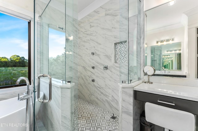 8539 N Ruggles Ferry Pike, Strawberry Plains, TN 37871 - bathroom with a tile shower and a freestanding bath