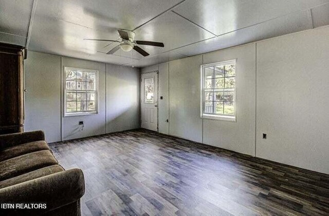 12863 Summer City Rd, Spring City, TN 37381 - unfurnished living room featuring ceiling fan and wood finished floors